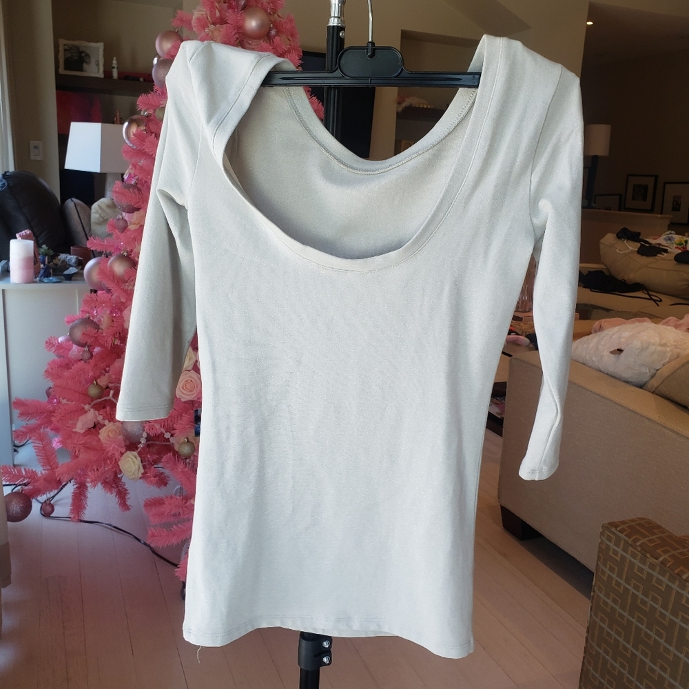 Free People Gold Metallic 3/4 Sleeve Bodycon Top - Picture 8 of 11